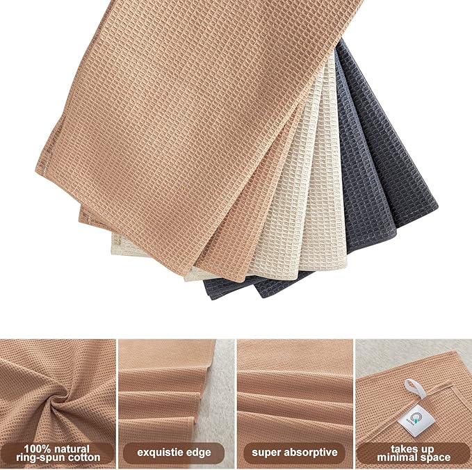 QUILTINA Dish Towels Set, 100% Cotton Waffle Weave Kitchen Towels 6 Pack - Image 2