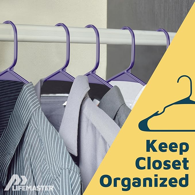 Lifemaster Plastic Clothes Hangers – Heavy Duty Hanger Set, - Image 5