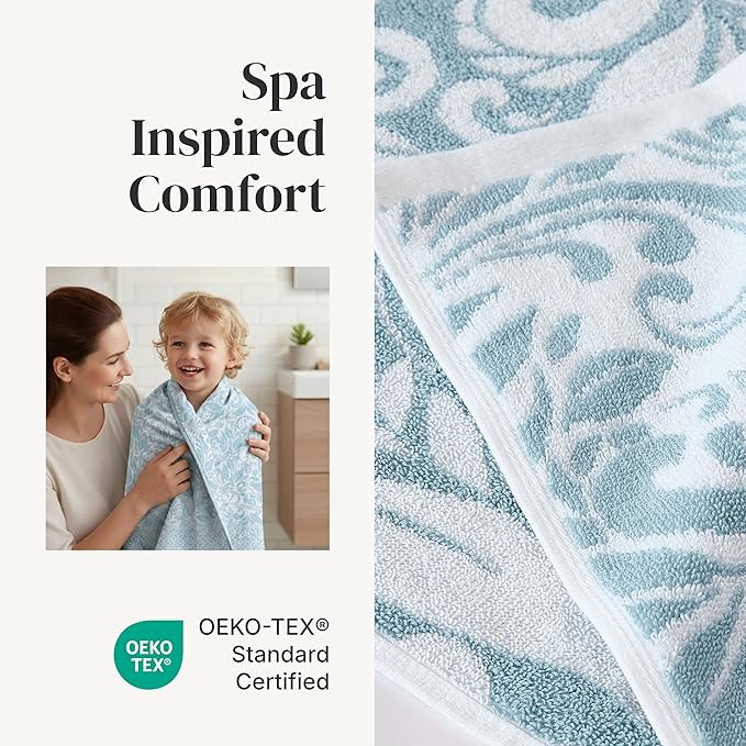 Modern Threads Trefoil Filigree 6-Piece 100% Cotton Towel Set – Reversible Yarn - Image 4