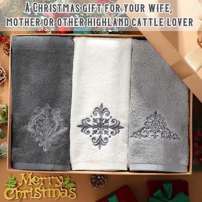 3 Pcs Decorative Gray Hand Towels - Image 6