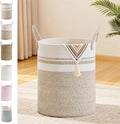 Tall Laundry Basket with Handles, 53L Portable Dirty Clothes Hamper, Boho by SunNewt