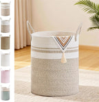 Tall Laundry Basket with Handles, 53L Portable Dirty Clothes Hamper, Boho by SunNewt