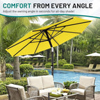 AreShark 9 FT Patio Umbrella for Outdoor, Outdoor Table Umbrella with Push Button Tilt and Crank, Outdoor Patio Umbrellas with 8 Sturdy Ribs for Market, Garden, Pool (Yellow) - Image 7