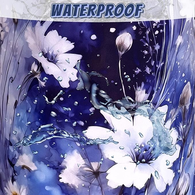 Blue Daisy Flower Laundry Basket Foldable Oxford Cloth Watercolor Floral - Image 4