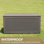Devoko 100 Gallon Waterproof Large Resin Deck Box Indoor Outdoor Lockable Storage Container for Patio Furniture Cushions Garden Tools (100 Gallon, Light Brown) - Image 4
