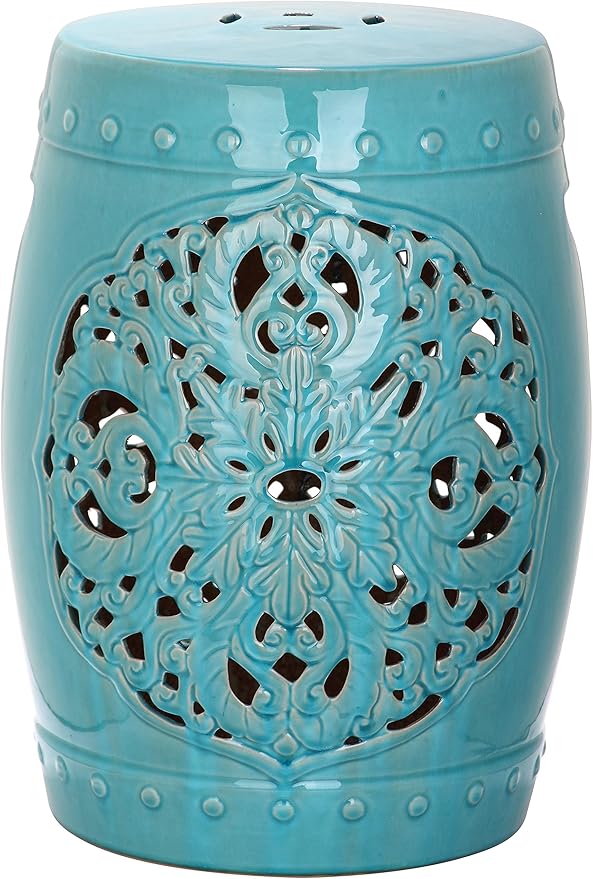 Safavieh Flora Glazed Ceramic Decorative Garden Stool, Blue - Image 6