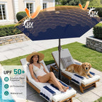 AreShark 7.5FT Patio Umbrella Table Market Umbrella with 6 Sturdy Ribs, Button Tilt/Crank Heavy-Duty Round Outdoor Umbrellas for Garden, Deck, Backyard,and Pool, Navy - Image 5