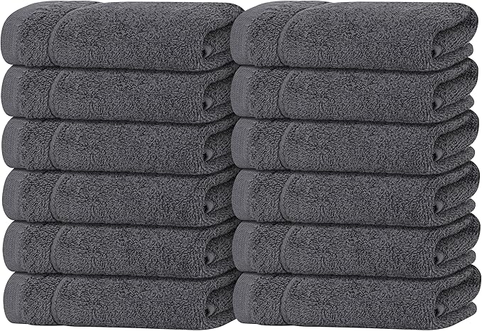 Tens Towels Pack of 12 Washcloths, 12 x 12 Inches, Lighter Weight, Quick to Dry by TensTowels