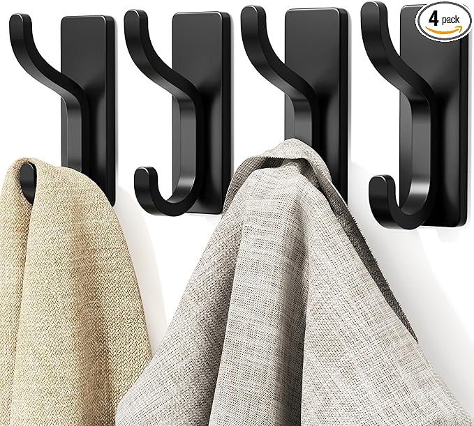 niffgaff Wall Hooks for Coat and Towel: 13lb Adhesive Door Hanger Stick On by niffgaff