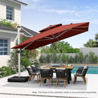PURPLE LEAF 12 Feet Double Top Deluxe Square Patio Umbrella Offset Hanging Umbrella Cantilever Outdoor Market Garden Umbrella, Brick Red - Image 2