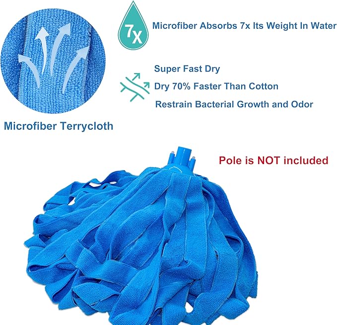 Microfiber Cloth String Mop Head Refill, Loop End Screw On Mop Head Compatible - Image 5