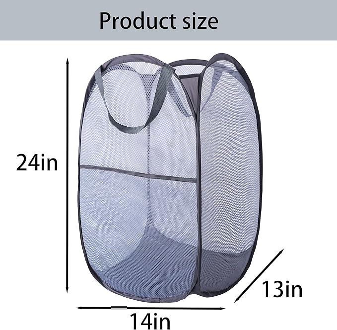Foldable Mesh Popup Laundry Hamper, Laundry Basket Easy to Open and Fold - Image 5