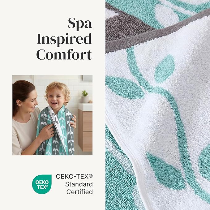 Modern Threads Organic Vines 6-Piece 100% Cotton Towel Set – Yarn Dyed Jacquard - Image 4
