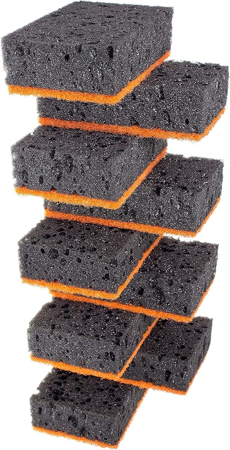 Black & Orange Multi Use Scrub Sponges. Made in Europe. 9 Pack, 4.3x2.8x1.4 by Okleen