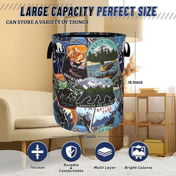 Funny Adventure Laundry Basket Oxford Cloth Bears Animals Laundry Hamper - Image 3