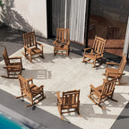 SERWALL Outdoor Rocking Chair Brown Set of 8, All Weather Patio Rocking Chair, HDPE Poly Rocking Chair for Adults, Heavy Duty Front Porch Rocker by SERWALL
