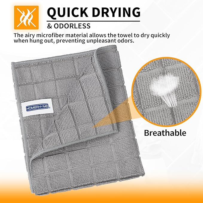 HOMERHYME Microfiber Hand Bath Towels, 6 Pack 25''*15'' Grey Bathroom Hand - Image 6