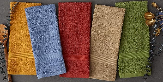 DII Basic Terry Collection Waffle Dishtowel Set, Solid Antique Green, 4 Piece - Image 6