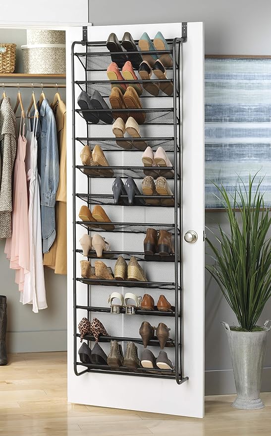 Whitmor 36 Pair Over-The-Door Rack-Gunmetal Gray Shoe Organizer - Image 3