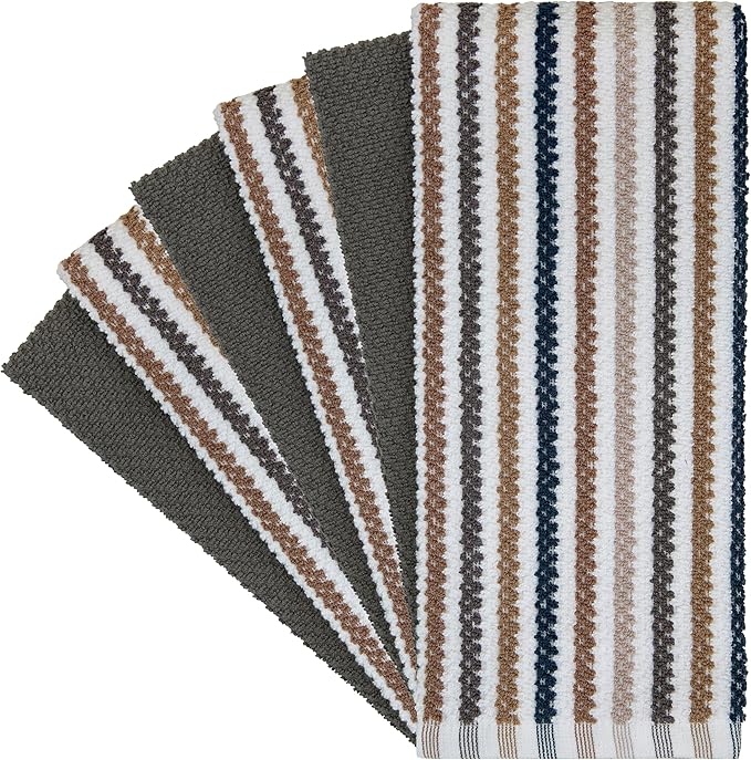 Premium Kitchen Towels | Large Cotton Kitchen Hand Towels | Popcorn Striped - Image 2