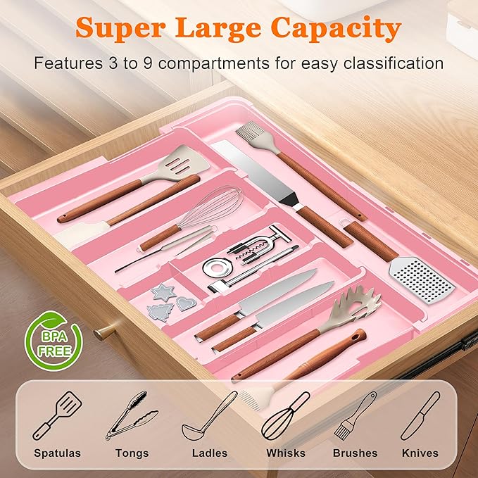 Large Utensil Drawer Organizer Expandable Silverware Organizer - Image 2