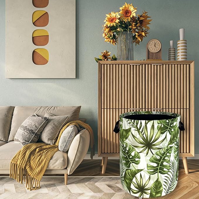 Tropical Leaves Laundry Basket Hawaii Foldable Funny Laundry Hamper Oxford - Image 7