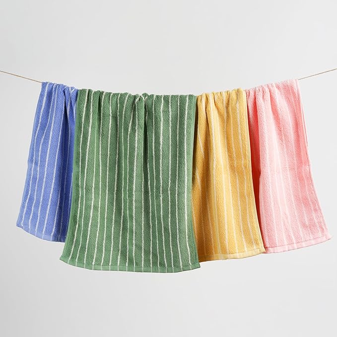 Hand Towels for Bathroom, 100% Cotton Striped Pattern Soft Absorbent Towel Set - Image 3