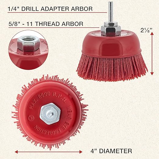 Dura-Gold 4" Abrasive Filament Nylon Bristle Cup Brush - Image 3