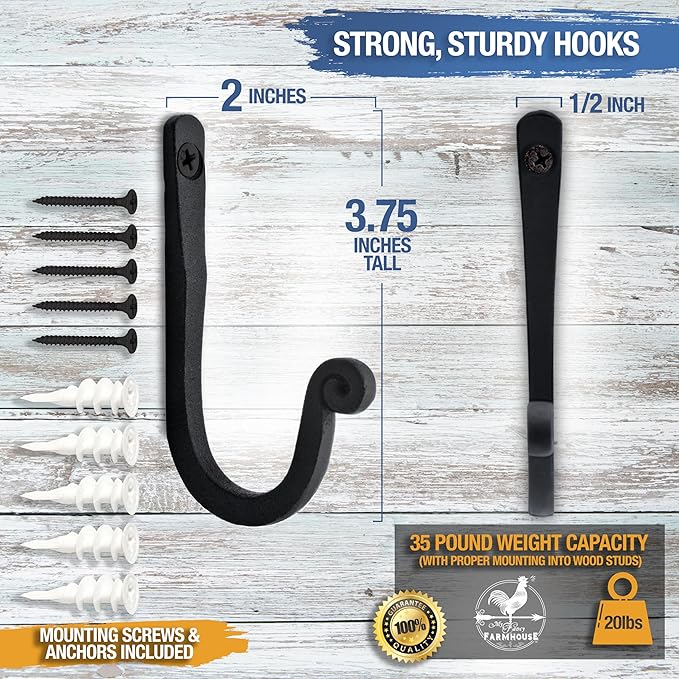 Larger Railroad Spike Cast Iron Hooks Handmade Blacksmith, Wall Mounted - Image 2