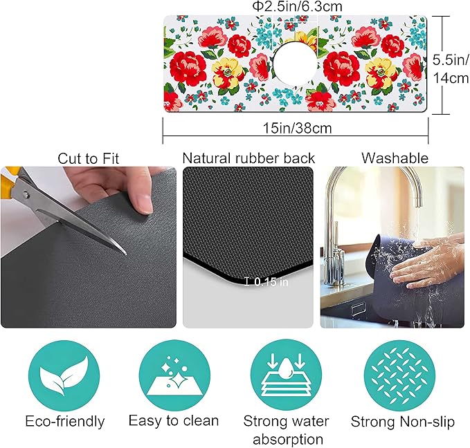 Kitchen Sink Splash Guard Faucet Mat Super Absorbent Fast Drying Mat Sink - Image 4