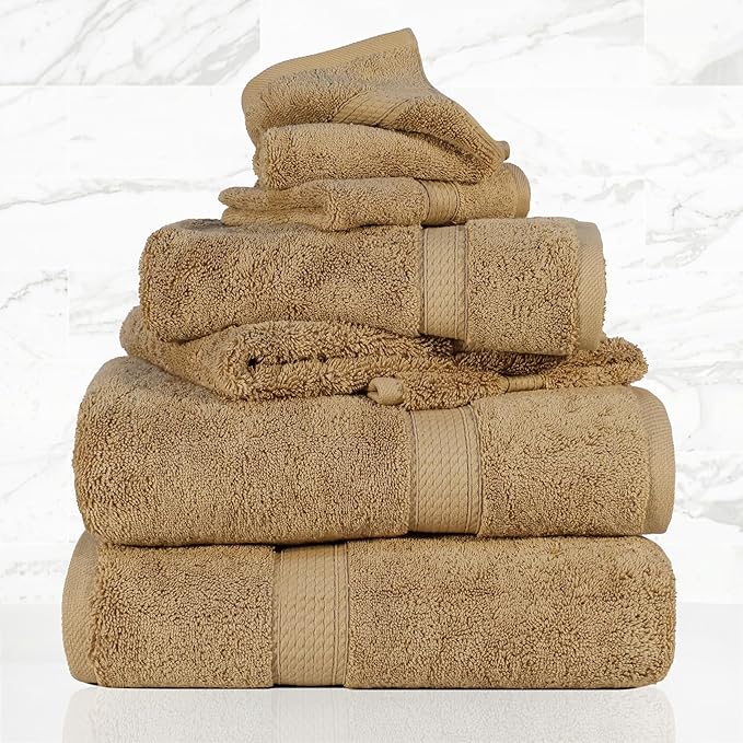 SUPERIOR Egyptian Cotton Pile 6 Piece Towel Set, Includes 2 Bath, 2 Hand - Image 2