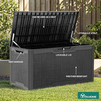 YITAHOME 100 Gallon Resin Deck Box, Weather Resistant Outdoor Storage Box, Lockable Indoor Outdoor Storage for Supplies and Essentials, Black - Image 4