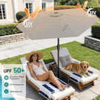 AreShark 7.5FT Patio Umbrella Table Market Umbrella with 6 Sturdy Ribs, Button Tilt/Crank Heavy-Duty Round Outdoor Umbrellas for Garden, Deck, Backyard,and Pool, Foggy Gray - Image 4