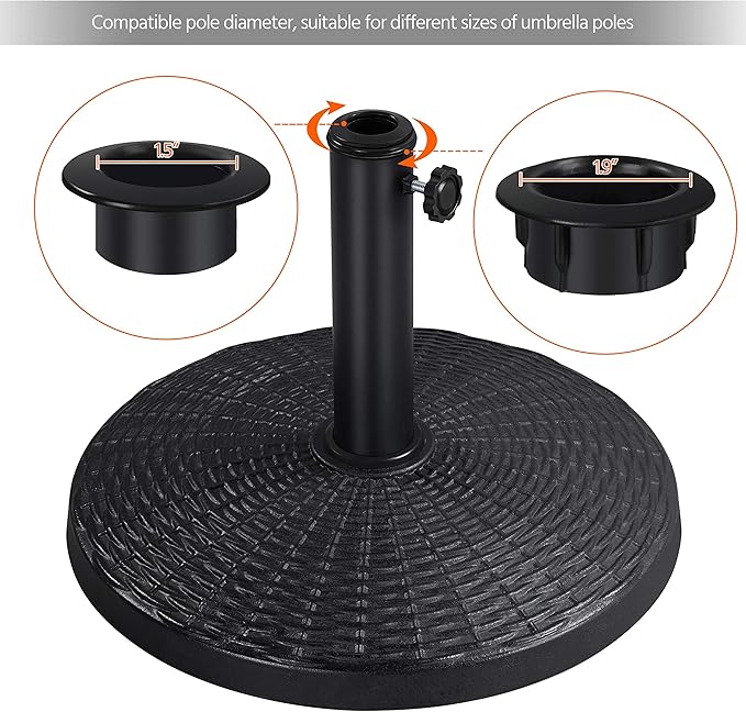 Yaheetech 22 lbs Heavy Duty Outdoor Umbrella Base 18" Round Patio Umbrella Stand Market Umbrella Base for Garden & Lawn, Black - Image 4