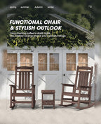 KINGYES HDPE Outdoor Rocking Chair Set of 4, All-Weather Poly Patio Rocking Chairs with 330lbs Support for Adults, Coffee Brown - Image 2