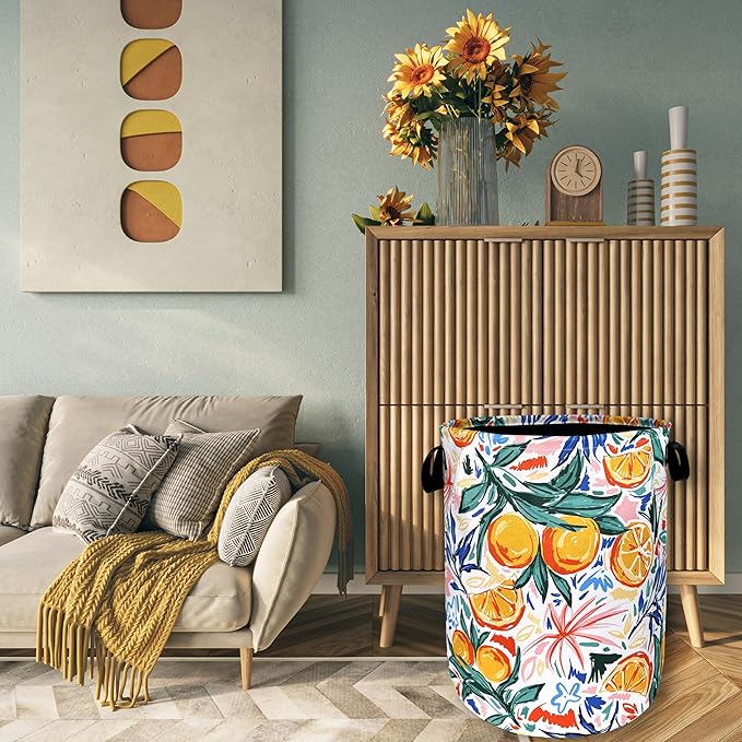 Tropical Fruit Orange Laundry Hamper Summer Colorful Laundry Basket - Image 7