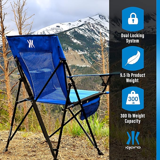 Kijaro Dual Lock Folding Camp Chairs - Versatile for Sports, Outdoors & Lawns - Locks Positions - Maldives Blue - Image 6
