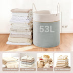 Tall Laundry Basket with Handles, 53L Portable Dirty Clothes Hamper, Boho - Image 2