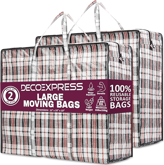 Deco Express Moving Bags with Zipper, Clothes Storage, Moving Supplies by DECO+EXPRESS