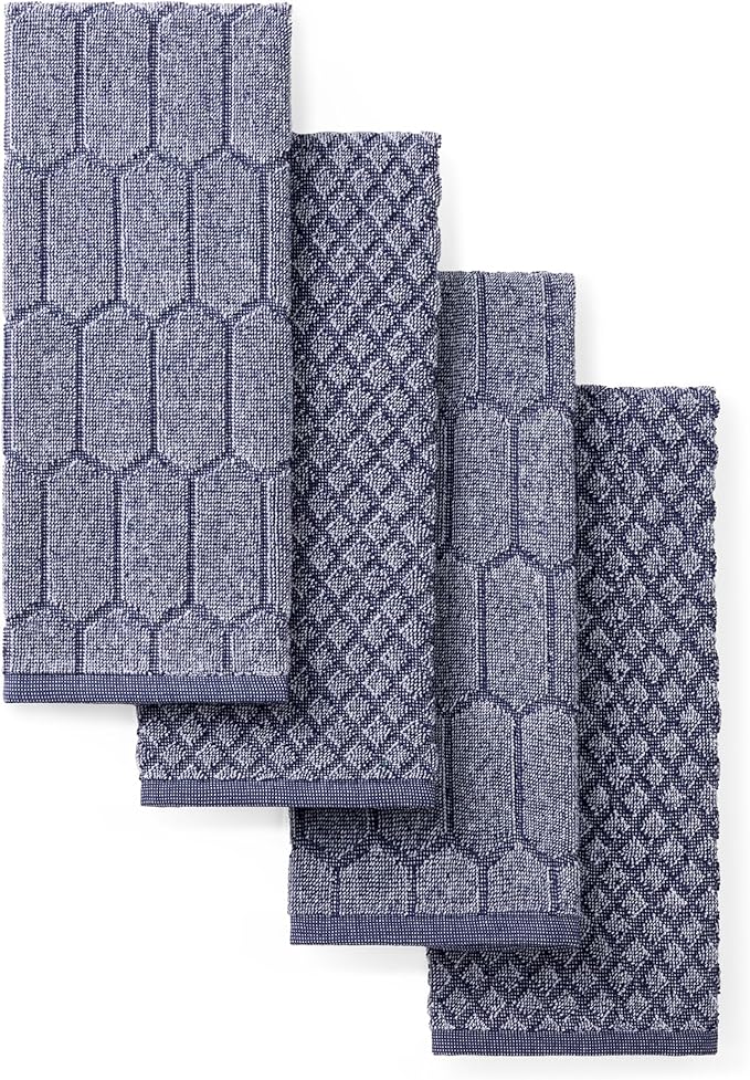Martha Stewart Honeycomb Chambray Textured Kitchen Towel 4-Pack Set, 100% Cotton by MarthaStewart