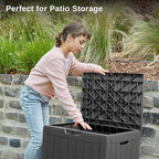 EAST OAK Outdoor Storage Box, 31 Gallon Deck Box, Waterproof Resin Storage Bin for Patio Cushions, Gardening Tools, Accessories, Lockable, UV Resistant, Black - Image 4