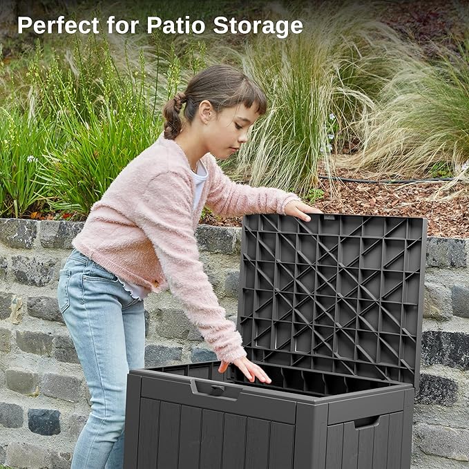 EAST OAK Outdoor Storage Box, 31 Gallon Deck Box, Waterproof Resin Storage Bin for Patio Cushions, Gardening Tools, Accessories, Lockable, UV Resistant, Black - Image 4