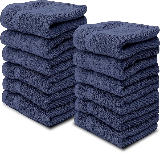 White Classic Luxury Cotton Washcloths 13x13 Inch by WhiteClassic