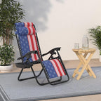 Best Choice Products Set of 2 Adjustable Steel Mesh Zero Gravity Lounge Chair Recliners w/Pillows and Cup Holder Trays - American Flag - Image 2
