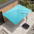 PURPLE LEAF 9' X 11.5' Patio Umbrella with Base Outdoor Cantilever Rectangle Umbrella Offset Umbrella with 360-degree Rotation for Garden Deck Pool Patio, Turquoise Blue - Image 2