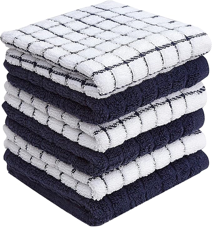 Bumble Premium Cotton Dish Cloths 12" x 12"| Navy Design | 405 GSM | Highly by BumbleTowels