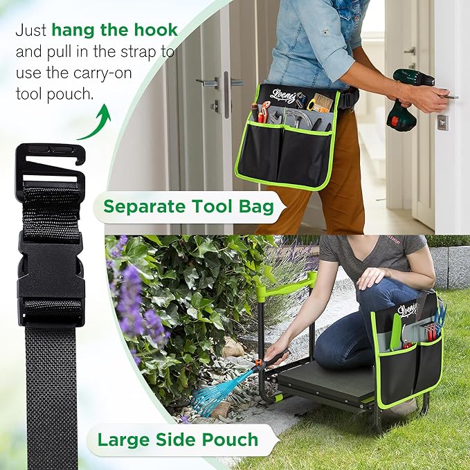 10.8” Wide Garden Kneeler and Seat, Heavy Duty Foldable Gardening Stool with Tool Belt Pouch, Portable Gardening Bench Chair for Seniors & Parents, Non-Slip & Easy Grip Design - Image 6