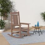 KINGYES HDPE Outdoor Rocking Chair Set of 4, All-Weather Poly Patio Rocking Chairs with 330lbs Support for Adults, Brown - Image 2