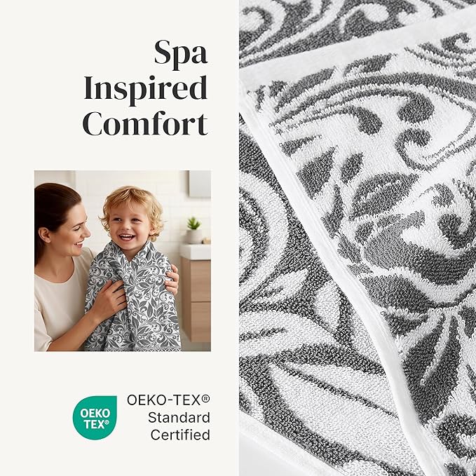 Modern Threads Trefoil Filigree 6-Piece 100% Cotton Towel Set – Reversible Yarn - Image 4