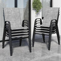 Patio Chairs Set of 8, Stackable Outdoor Dining Chairs for All Weather Textilene Fabric & Metal Frame, Outdoor Chairs Set for Backyard Deck Garden (Grey, Set of 8) by Vimstora